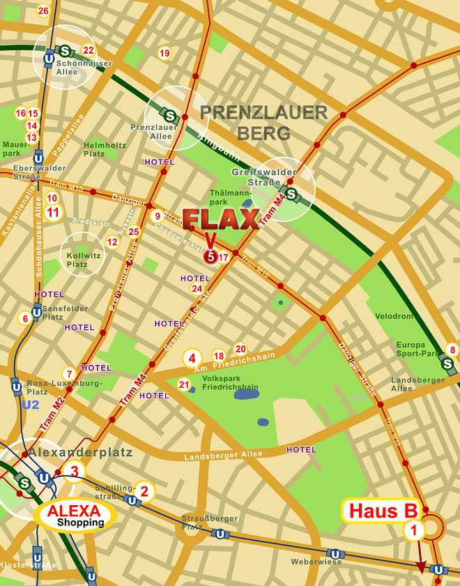 FLAX Caf&eacute; bar weekendclub Lageplan